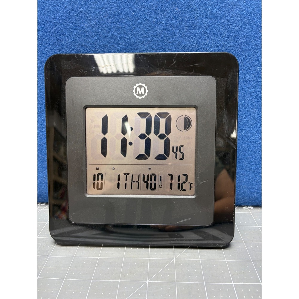 Marathon Digital Clock Black CL030049BK Temperature Moon Phase Alarm